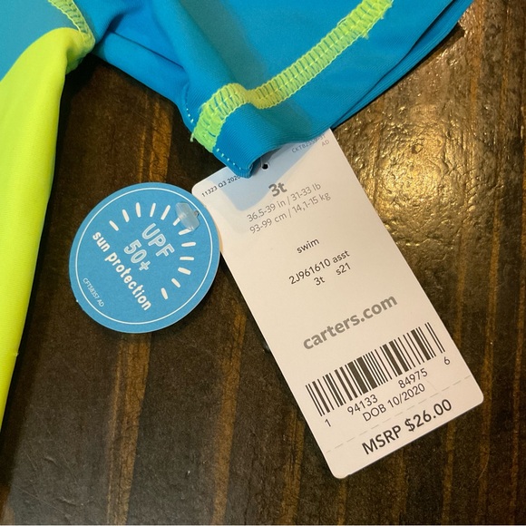 NWT Dinosaur Graphic Kids Swim Shirt - Blue and Yellow - Picture 4 of 6